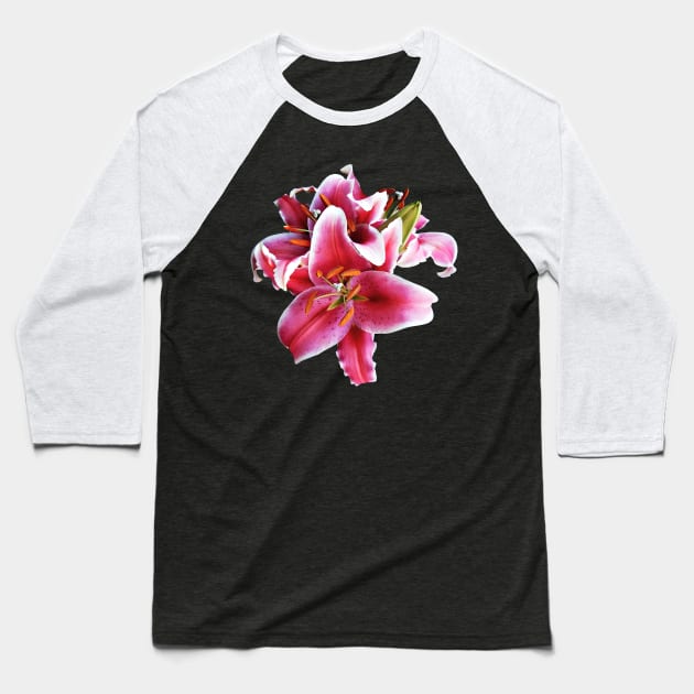 Lilies - Cluster of Stargazer Lilies Baseball T-Shirt by SusanSavad